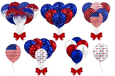 4th Of July Balloons Balloon Clipart Independence Day Etsy