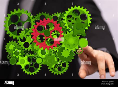 An Illustration Of Green Mechanism Gears And Cogs Stock Photo Alamy
