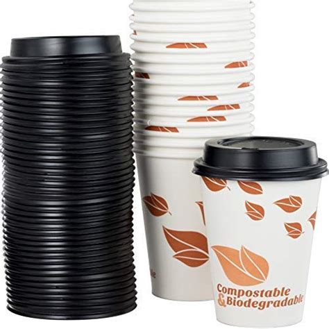 Compostable Paper Coffee Cups 12 Oz 100 Pack Disposable Eco