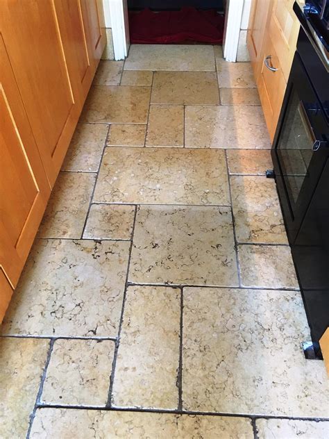 Renovating A Dirty Limestone Tiled Kitchen Floor In South Middlesex