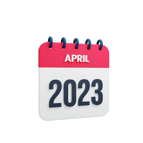 Calendário De Abril De 2023 Renderizado Ilustração 3d 12981988 Png