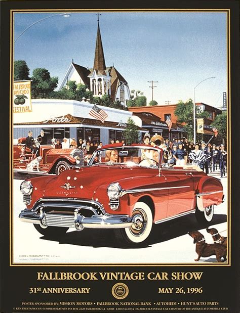 1996 Fallbrook Vintage Car Show Poster Ken Eberts Classic Car Show
