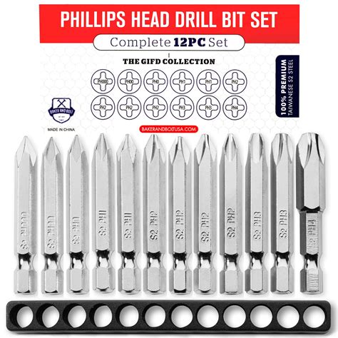 buy phillips screwdriver drill bit set premium 12pc complete set w storage case and bit holder