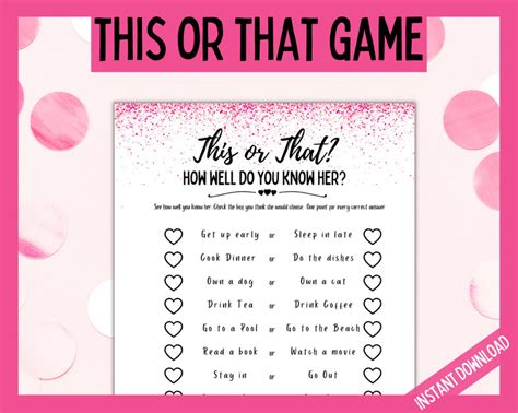this or that birthday party game pink littlehaloj