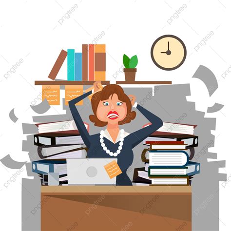 Office Business Work Vector Design Images Very Busy Business Woman Working Hard On Her Desk In