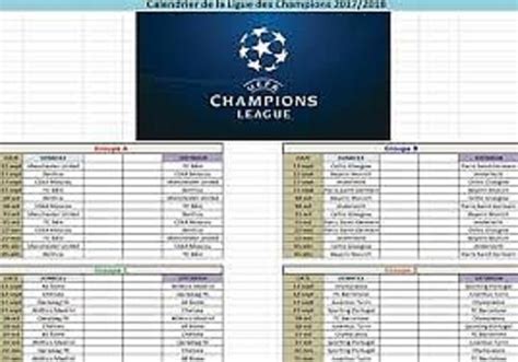 Ce lundi, l'uefa a indiqué que jusqu'à 16500 supporters pourront assister à la finale de la ligue des champions, ce samedi soir, entre manchester city et. Télécharger Calendrier Ligue des Champions 2017-2018 ...