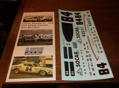 Johnny Benson Sr 84 1972 Socar Dodge Charger 124th Scale Decals