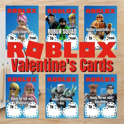 Roblox Valentines Day Cards Printable Valentines Printable Etsy Uk
