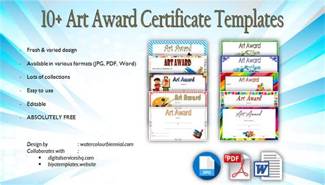 Free Art Award Certificate Templates Editable 10 Elegant Designs