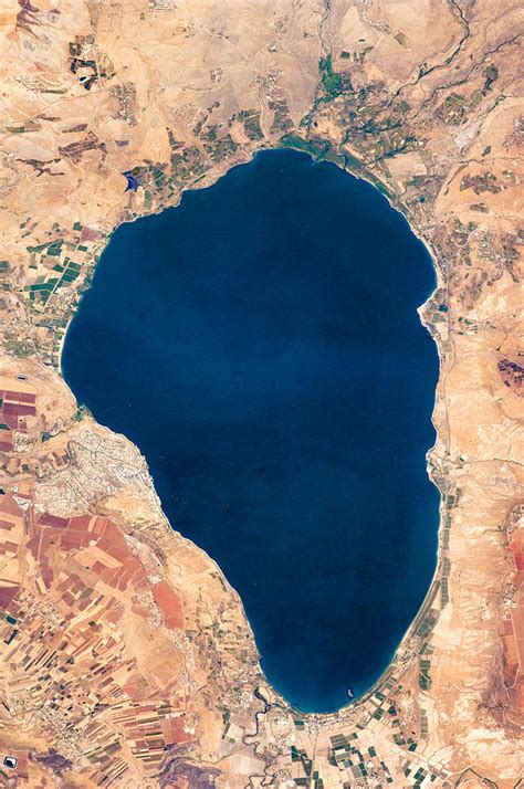 Satellite View Of Lake Tiberias Sea Of Galilee Israel Photograph By