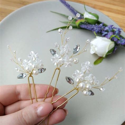 Gentile Flower Hair Pins On Gold Wire Hair Pins Diy Wedding Hair Pins