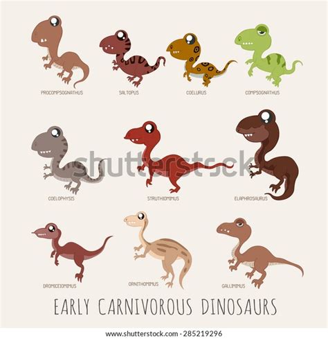 Set Early Carnivorous Dinosaurs Eps10 Vector Stock Vector Royalty Free