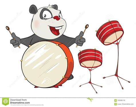 Illustration Of A Cute Panda Drummer Cartoon Character Stock Vector