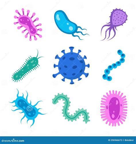 Different Bacteria Pathogenic Microorganisms Set Bacteria And Germs