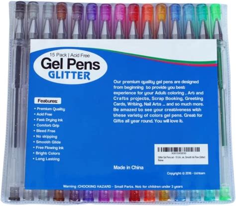 Glitter Gel Pens Set 15 Unique Colors Pens With Case From