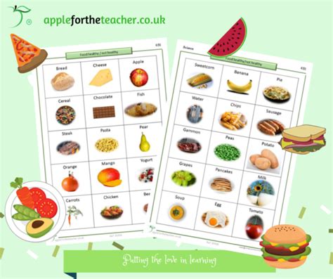 Food Sorting Images Healthy Eating Apple For The Teacher Ltd