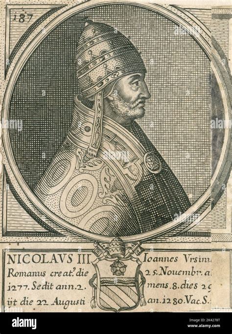 Portrait Of Pope Nicolaus Iii Engraving From The Summorum Romanorum