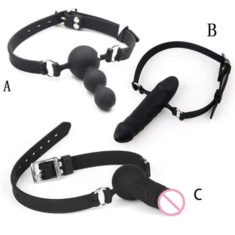 Silicone Double Ended Plug Open Mouth Gag Oral Slave Harness Bondage Restraint Picclick
