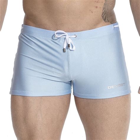 Mens Swim Trunks Swimwear Short Compression Swimsuit With Removable Pad Light Blue