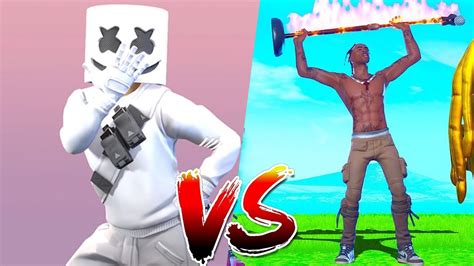 Travis Scott Vs Marshmello In Fortnite Dance 1v1 Battle Youtube