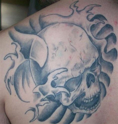 Shoulder Tattoo Awfulblack And White Crying Skull Tattooimagesbiz