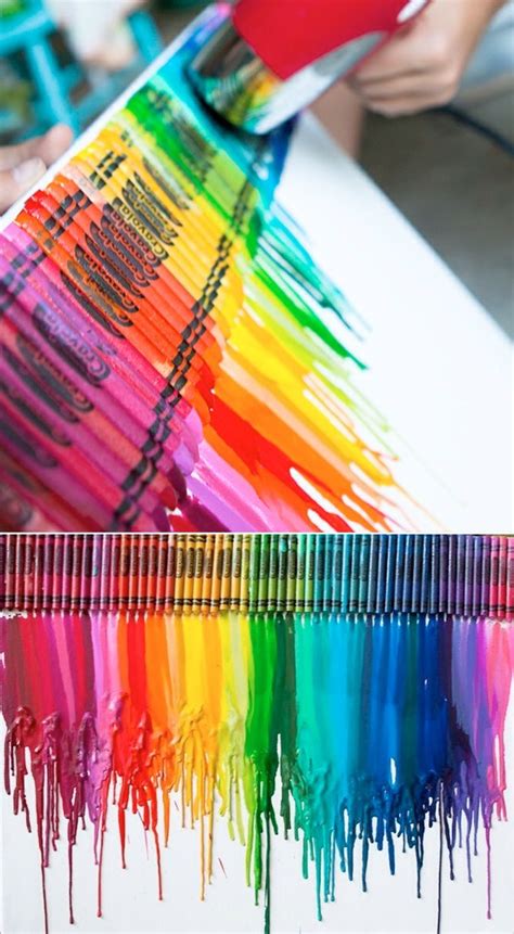 Glue Crayons To A Canvas And Melt Them With A Hairdryer To Make A