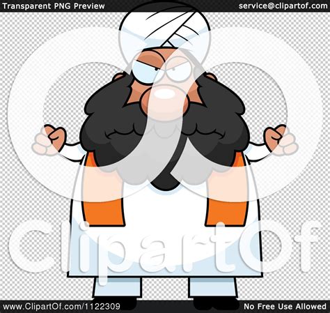 Cartoon Of A Mad Chubby Muslim Sikh Man Royalty Free Vector Clipart