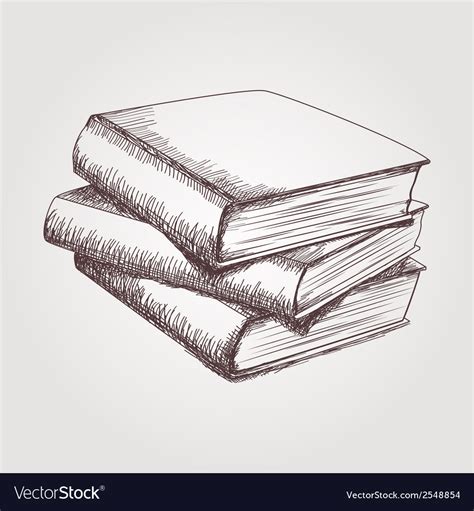 Sketch of books stack Royalty Free Vector Image