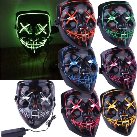 The Purge Led Party Full Facewear Cosplay Smiling Stitched El Wire Mask