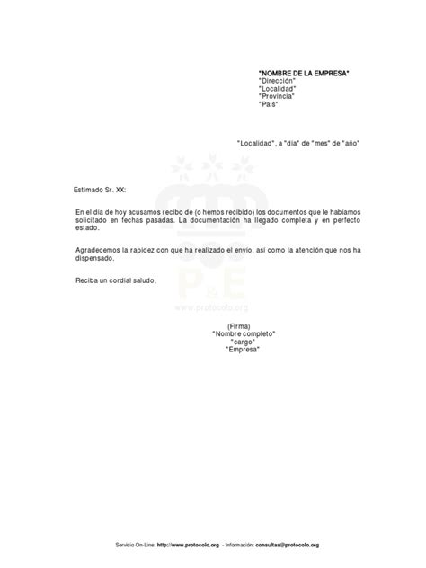 Carta De Acuse De Recibo Pdf