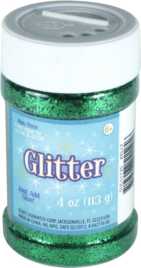Advantus Sulyn Kelly Green Glitter Jar 4 Ounces Non Toxic