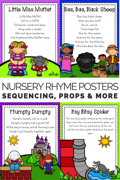 Nursery Rhyme Posters Nursery Rhyme Props Nursery Rhyme Sequencing