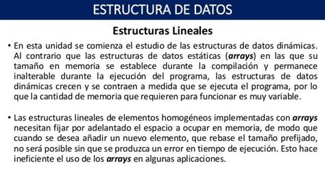 Estructura De Datos Unidad Iii Estructuras Lineales