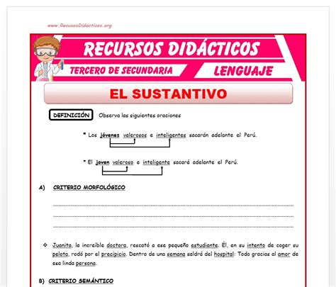 Las fichas de laberintos son una gran opción a la hora de trabajar la falta de atención en niños. El Sustantivo para Tercero de Secundaria - Recursos Didácticos 2021