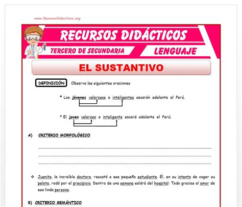 Fichas de grafomotricidad para practicar líneas. El Sustantivo para Tercero de Secundaria - Recursos Didácticos 2021