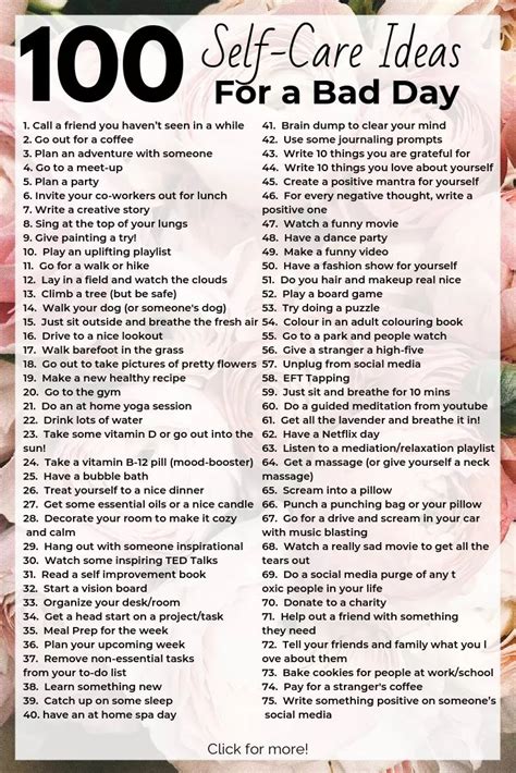 100 Self Care Ideas For When Youre Having A Bad Day Mindaya Self