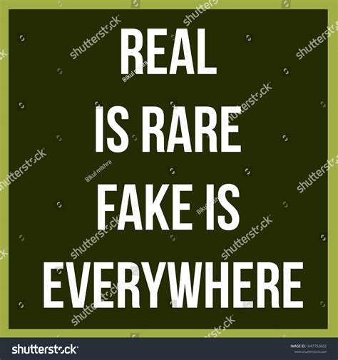 Inspirational Quote Real Rare Fake Everywhere Stock Illustration