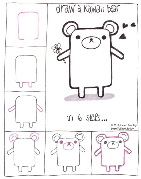 Draw A Kawaii Teddy Bear Step By Step Kawaii Drawings Doodle Drawings