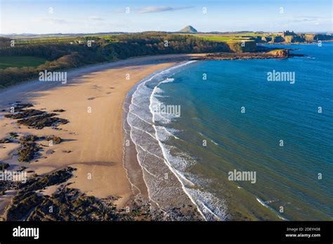 Aerial View Of Seacliff Beach In East Lothian Scotland Uk Stock Photo