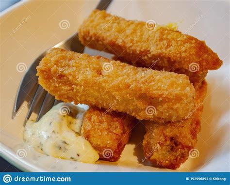 Close Up Shot Of Delicious Deep Fried Fish Stick Stock Photo Image Of