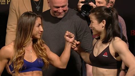 tecia torres vs weili zhang weigh in face off ufc 235 jones vs smith r wmma youtube