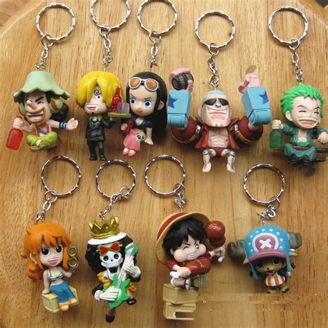 High Quality Pvc 9pcs Anime Games One Piece Figure Keychain Assembly