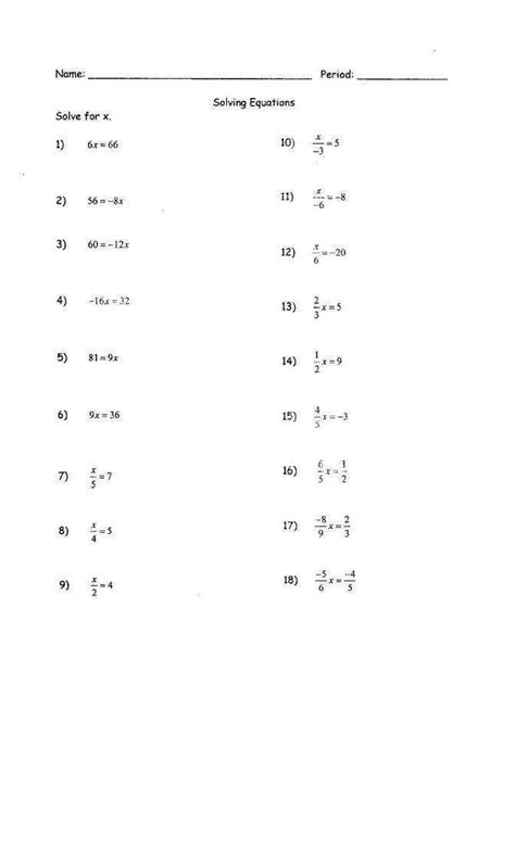 This worksheet topic has no variations: 32 Solving Equations With Variables On Both Sides ...