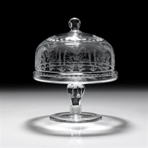 Etched Glass Cake Stand With Dome Crystal Cake Stand William Yeoward Crystal