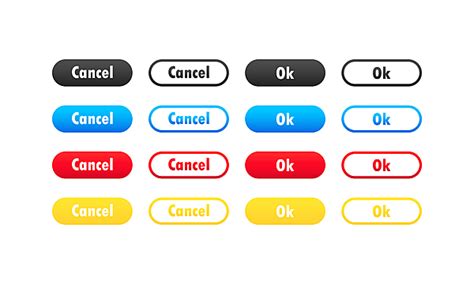 Vibrant Cancel Button Set With Small Addons In Flat Design Vector No