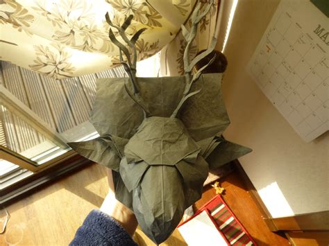 Origami Deer Head Folded From 1 Uncut Square By Myself Designed By