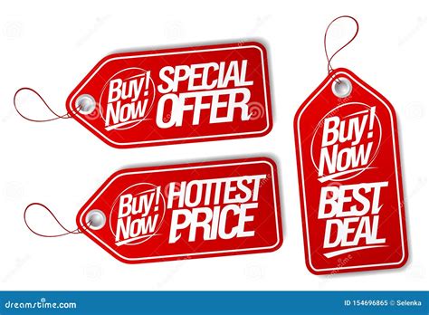 Buy Now Special Offer Best Deal And Hottest Price Tags Stock Vector