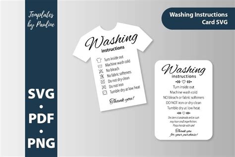 t shirt washing instructions cards svg tshirt care card png