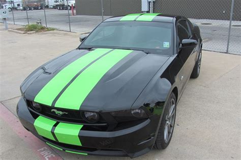 Lime Green Gt500 Style Stripes On A Black 2012 Mustang Gt Switch The