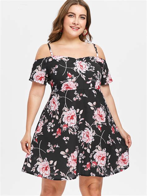 Plus Size 5xl Flower Print Dress Women Casual Off The Shoulder Mini Loose Casual Dresses Summer